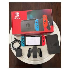 Nintendo Switch 32GB System Console Neon Red & Blue Joy-Cons, Dock Original Box